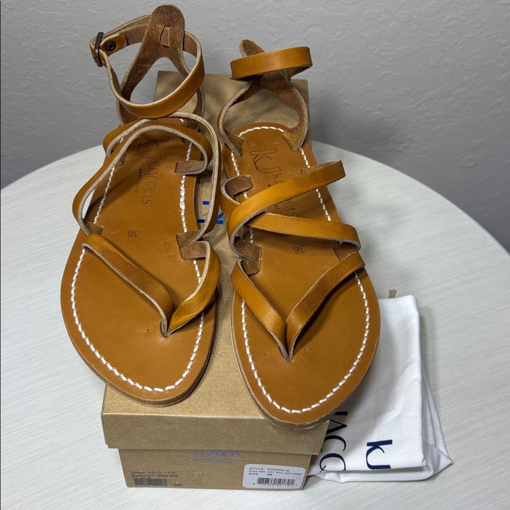 K. Jacques St. Tropez Epicure Leather Sandals Brown NIBox EU36 (6)Made in France - Picture 5 of 13